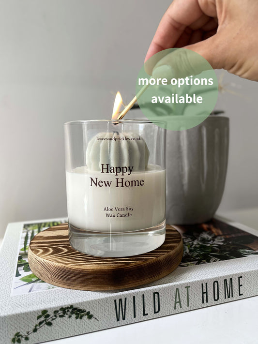 cactus candle in glass jar housewarming gift