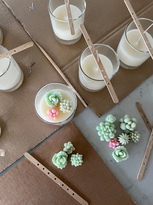 making terrarium cactus candle 