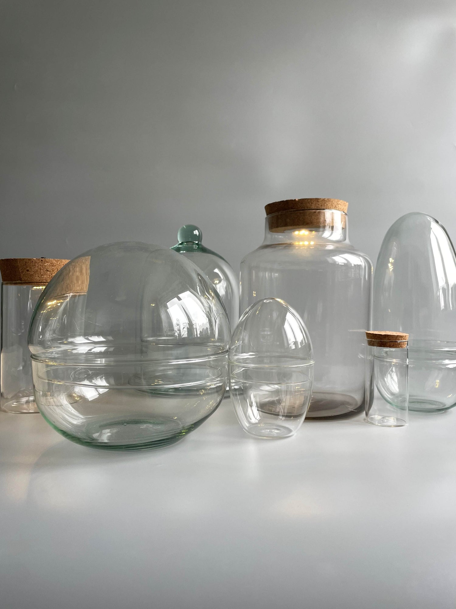 empty glass terrarium containers