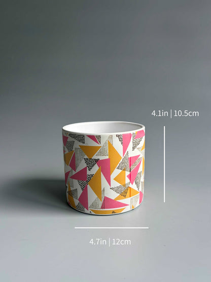 Geometric Print Indoor Ceramic Plant Pot – H: 10.5cm D: 12cm