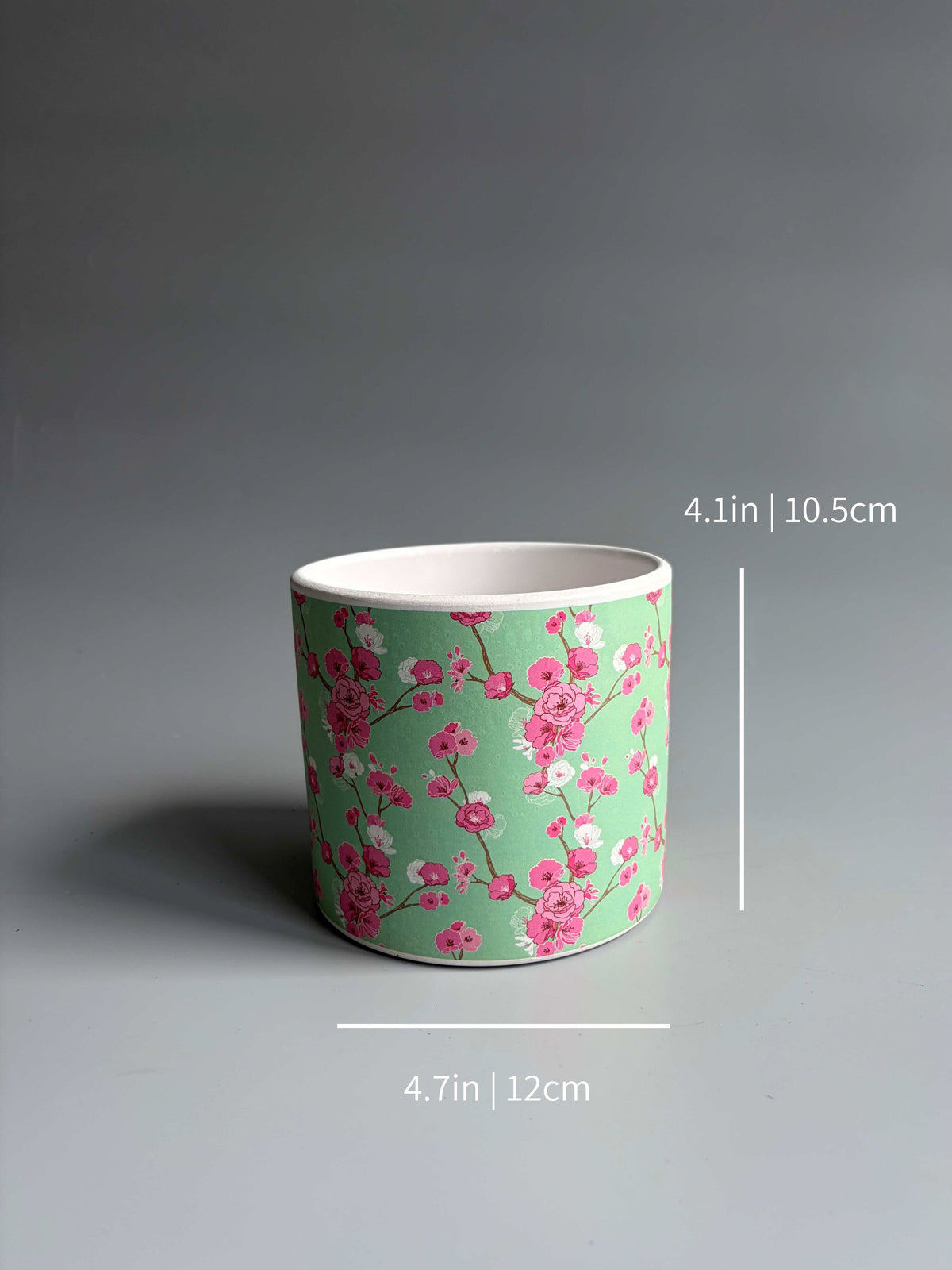 Cherry Blossom Print Indoor Ceramic Plant Pot – H: 10.5cm D: 12cm