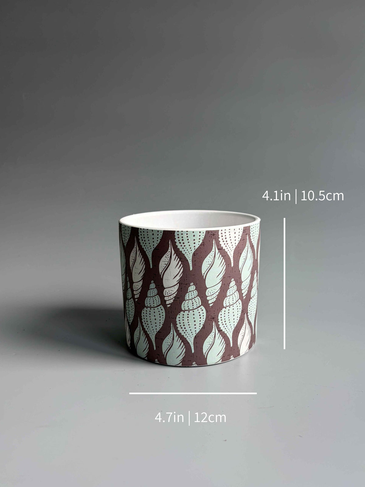 Seashell Print Indoor Ceramic Plant Pot – H: 10.5cm D: 12cm