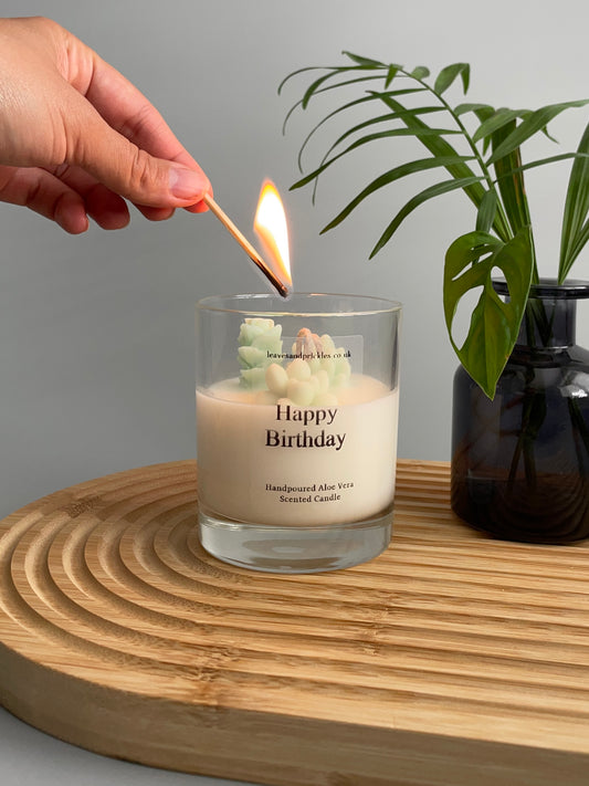 Handmade Terrarium Cactus Candle - Birthday Gift