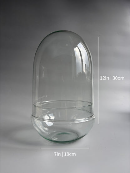 Glass Dome Terrarium Container -  H: 30cm D: 18cm