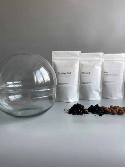 Glass Bowl Terrarium Kit - H: 19.5cm D: 18.5cm