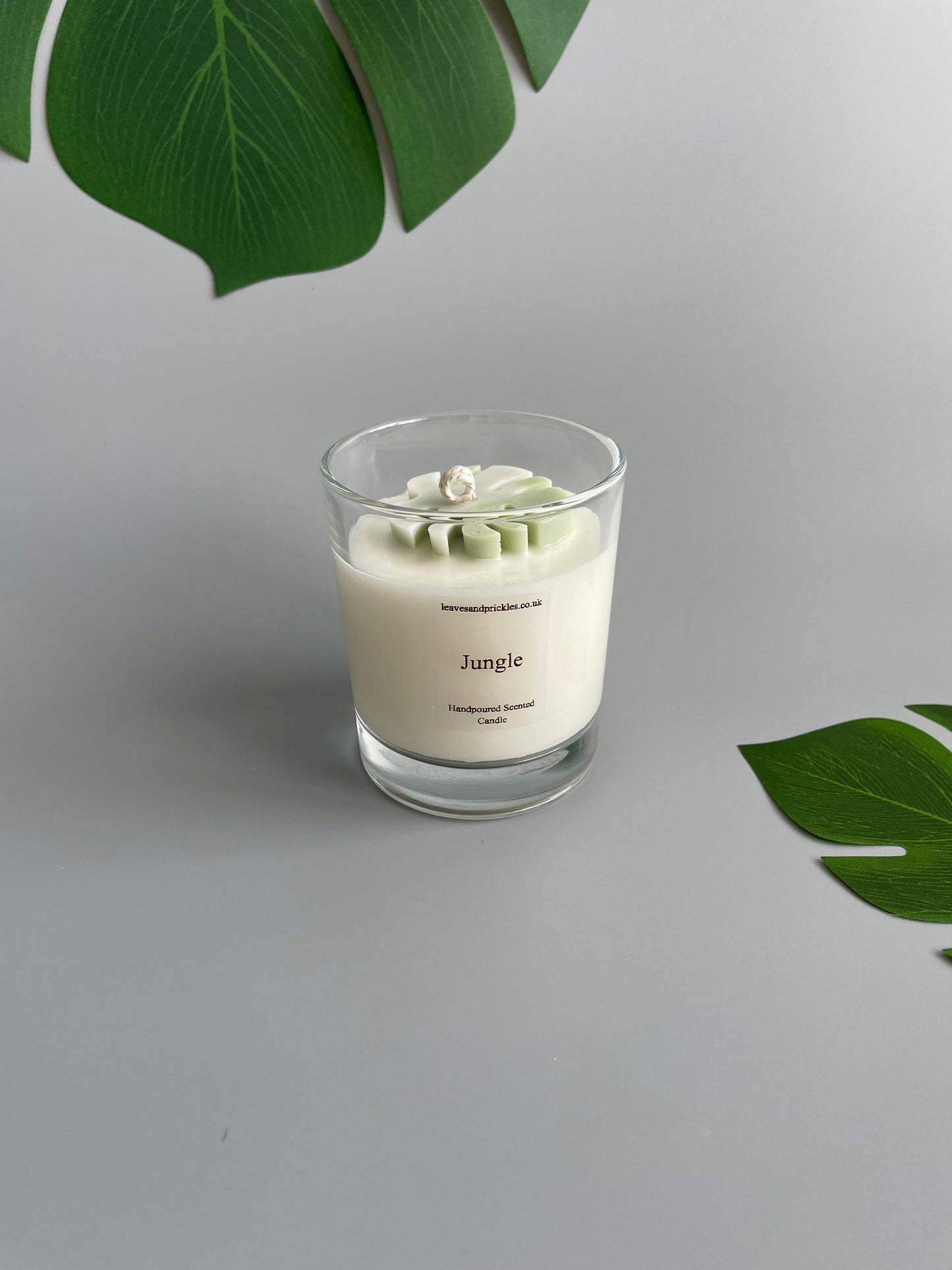 Monstera Leaf Candle in Clear Glass Jar