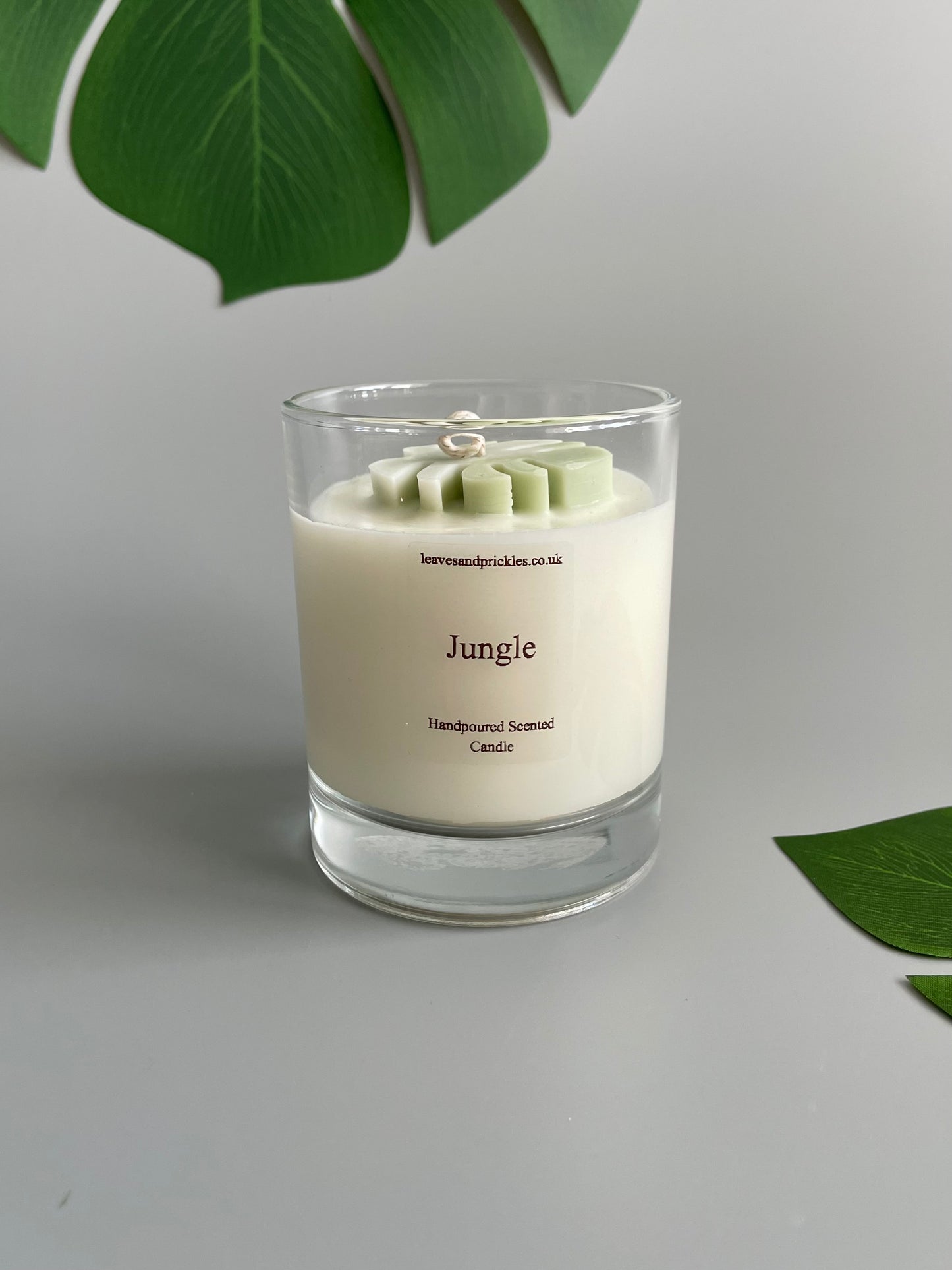 Monstera Leaf Candle in Clear Glass Jar