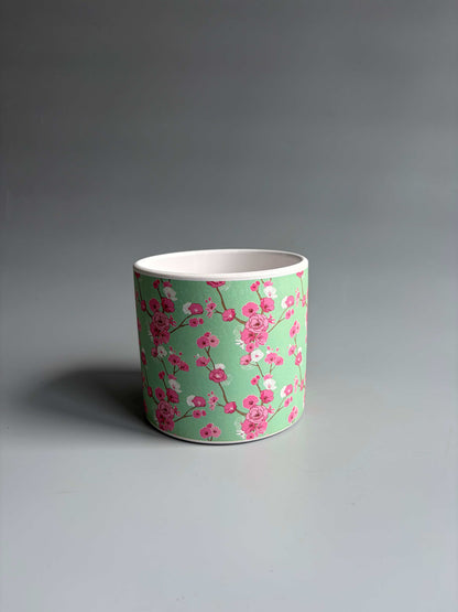 Cherry Blossom Print Indoor Ceramic Plant Pot – H: 10.5cm D: 12cm