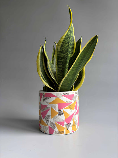 Geometric Print Indoor Ceramic Plant Pot – H: 10.5cm D: 12cm
