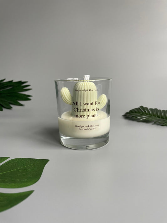 All I want for Christmas is more plants Cactus Candle in Clear Glass Jar