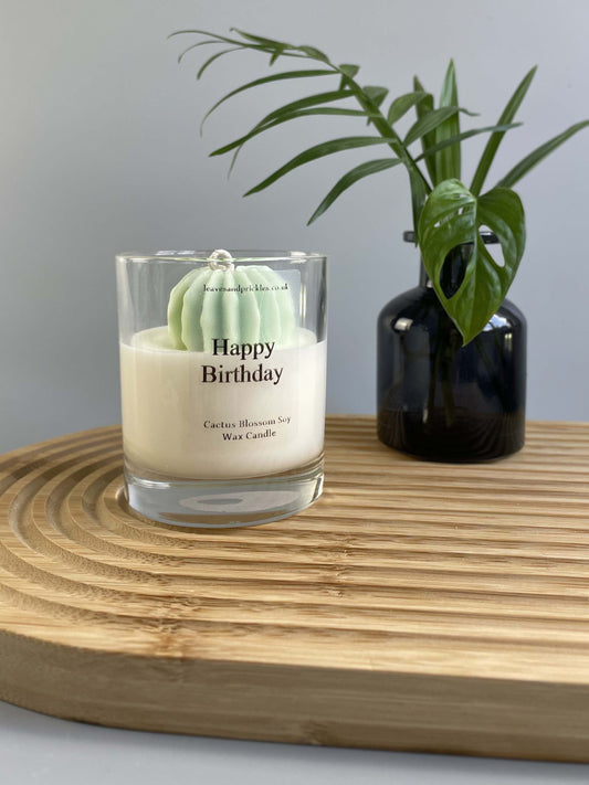 round cactus birthday candle 