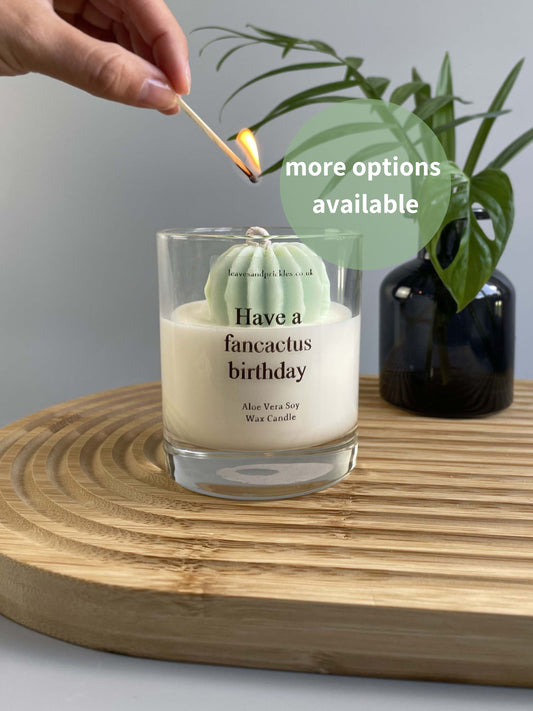 round cactus birthday candle 