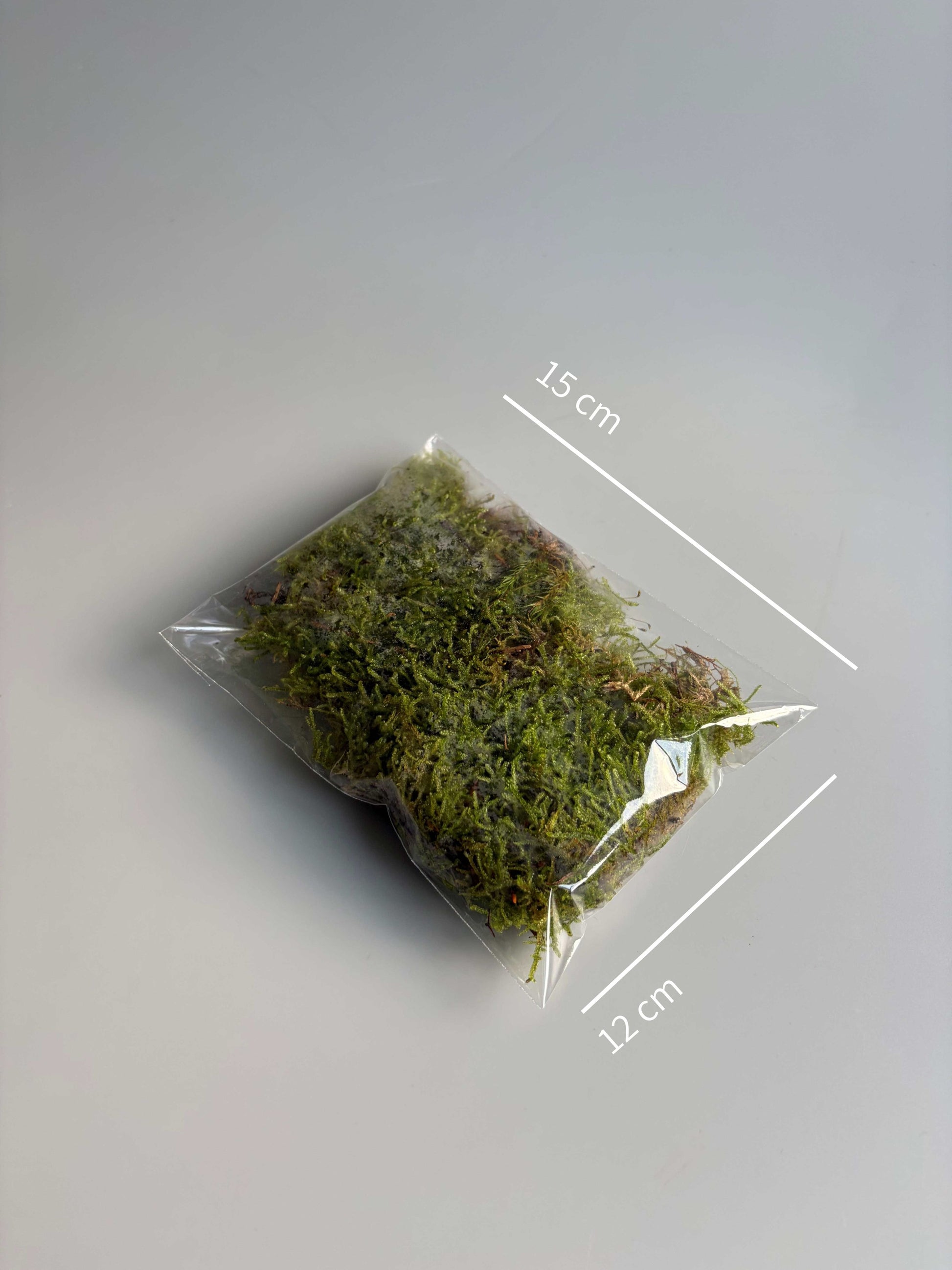 Sheet moss packaged with measurements