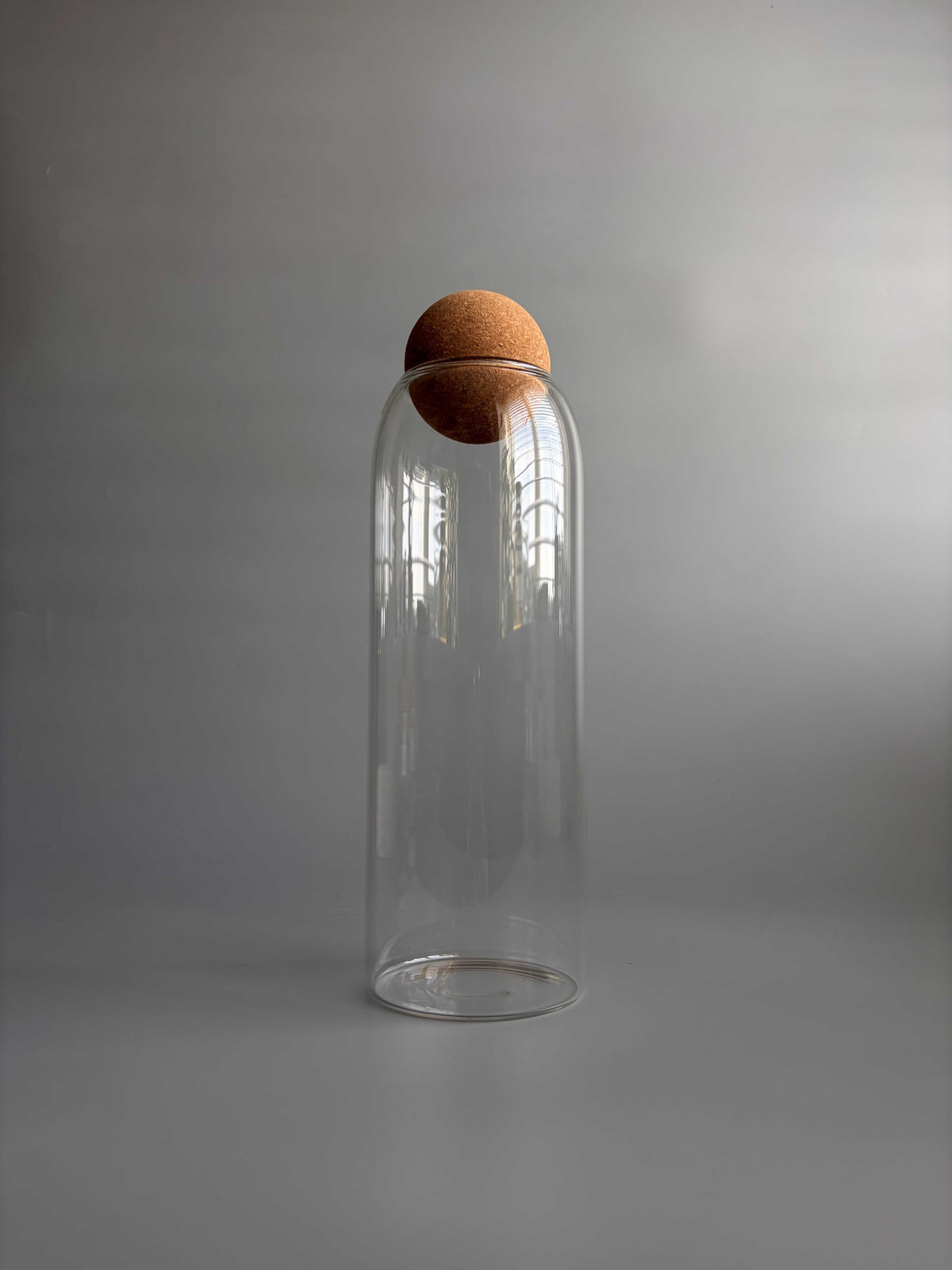 Tall Glass Terrarium/Storage Jar with Round Cork Lid - H: 29cm D: 8.8cm