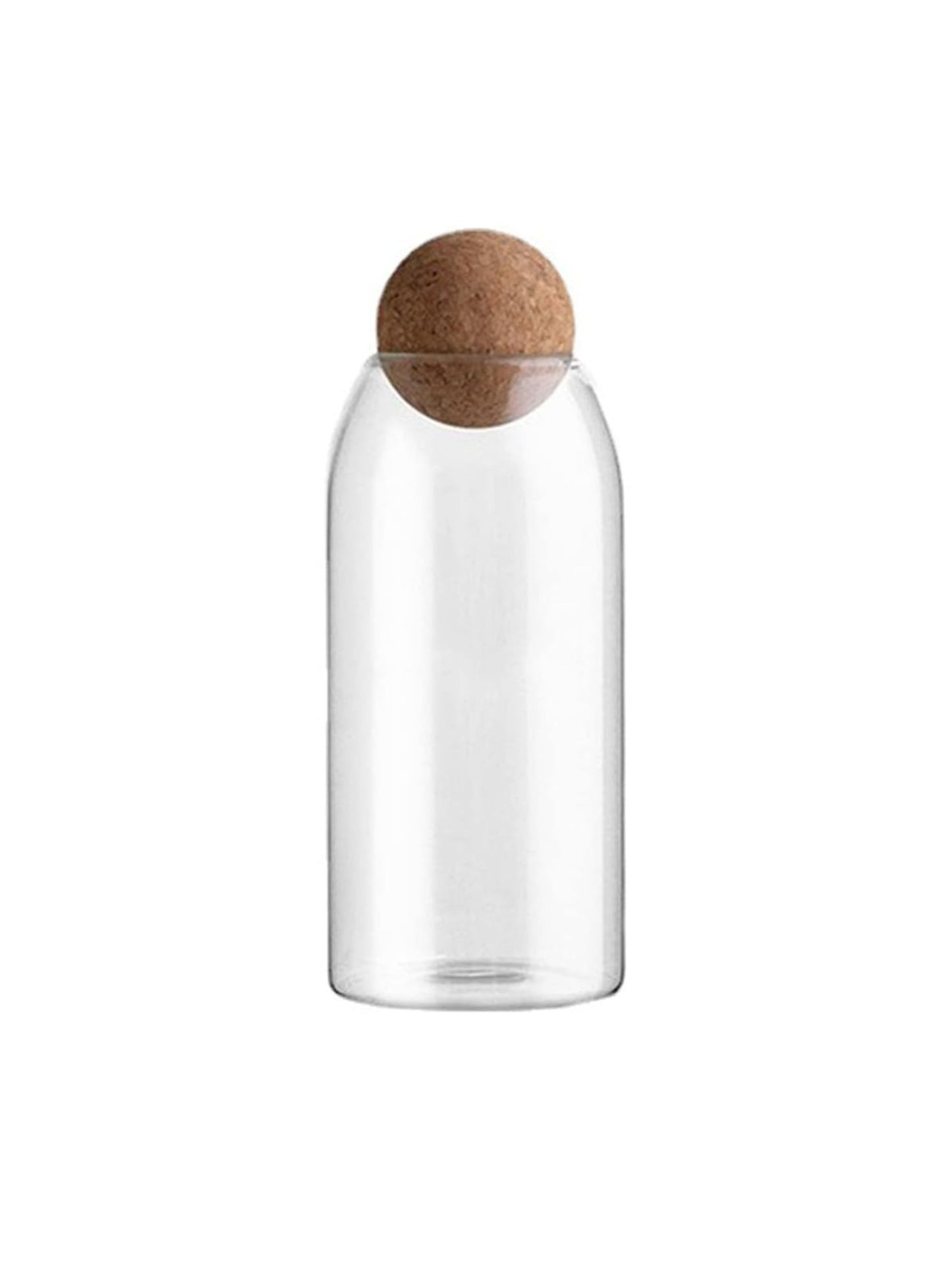 Tall Glass Terrarium/Storage Jar with Round Cork Lid - H: 29cm D: 8.8cm