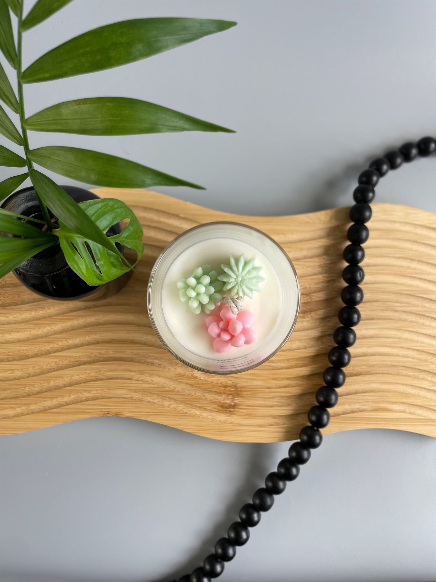 terrarium cactus candle pink and green 