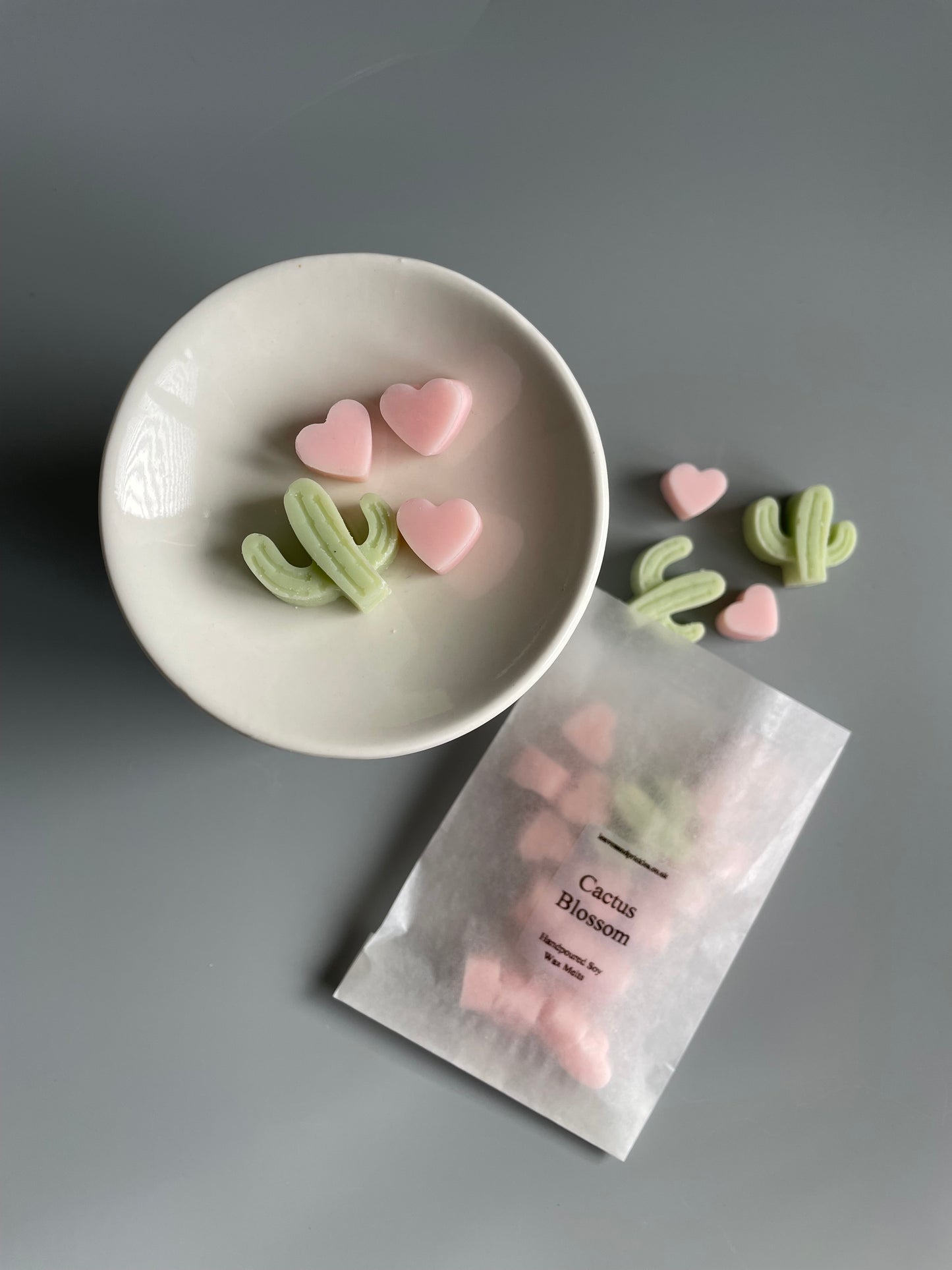 pink and green cacti wax melts 